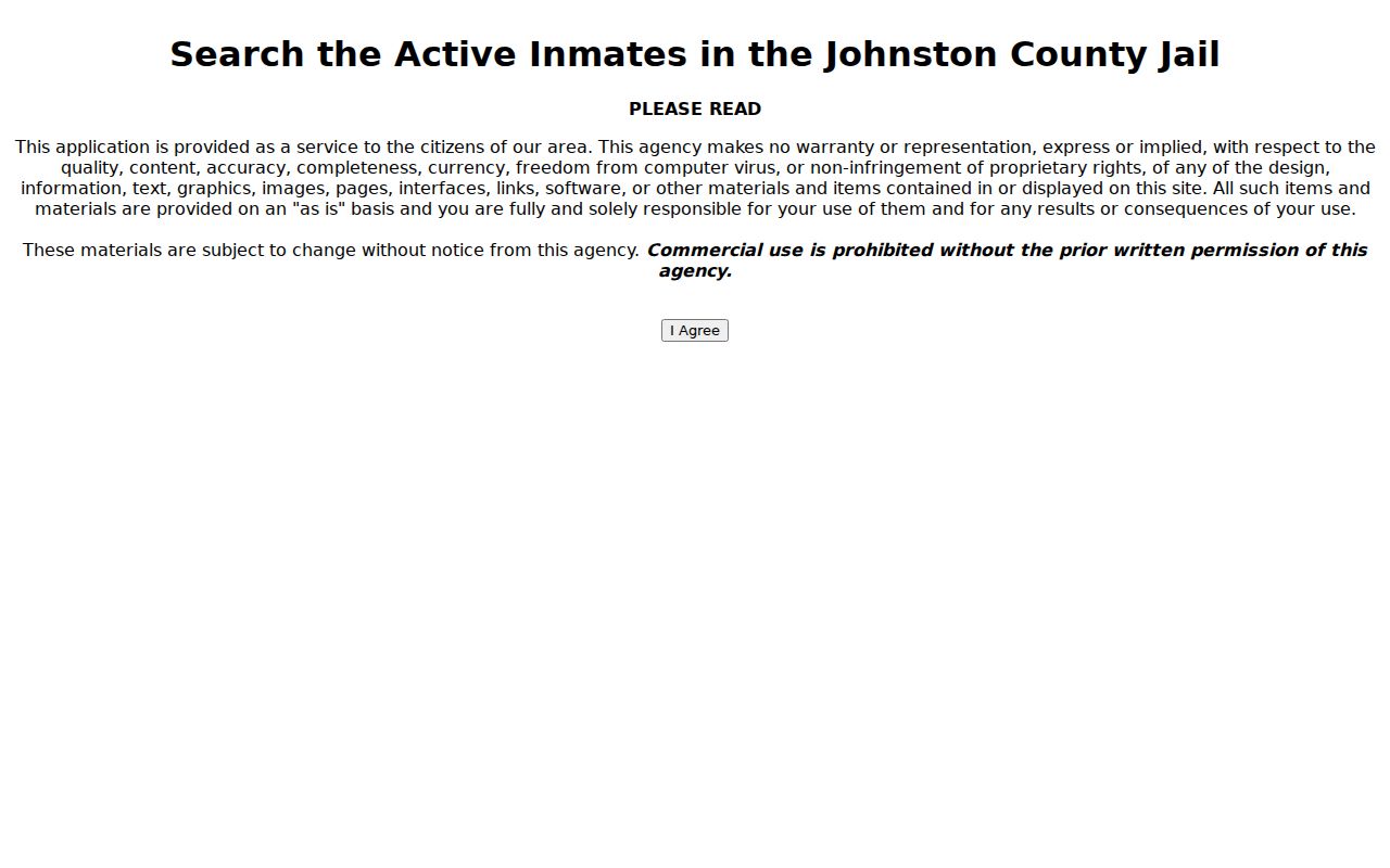 Johnston County arrest search active inmate inquiry entry