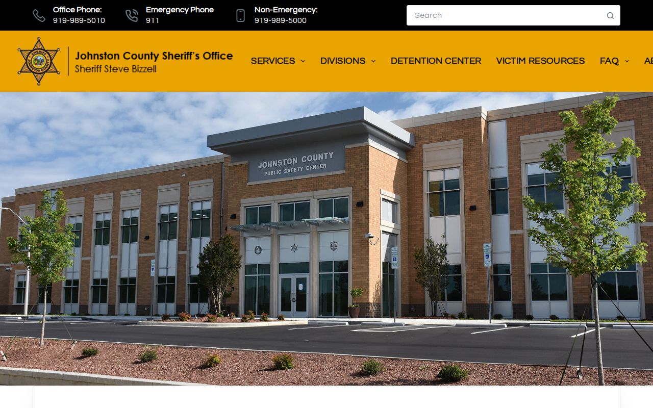 Johnston County arrest records at the Sheriff's Office website