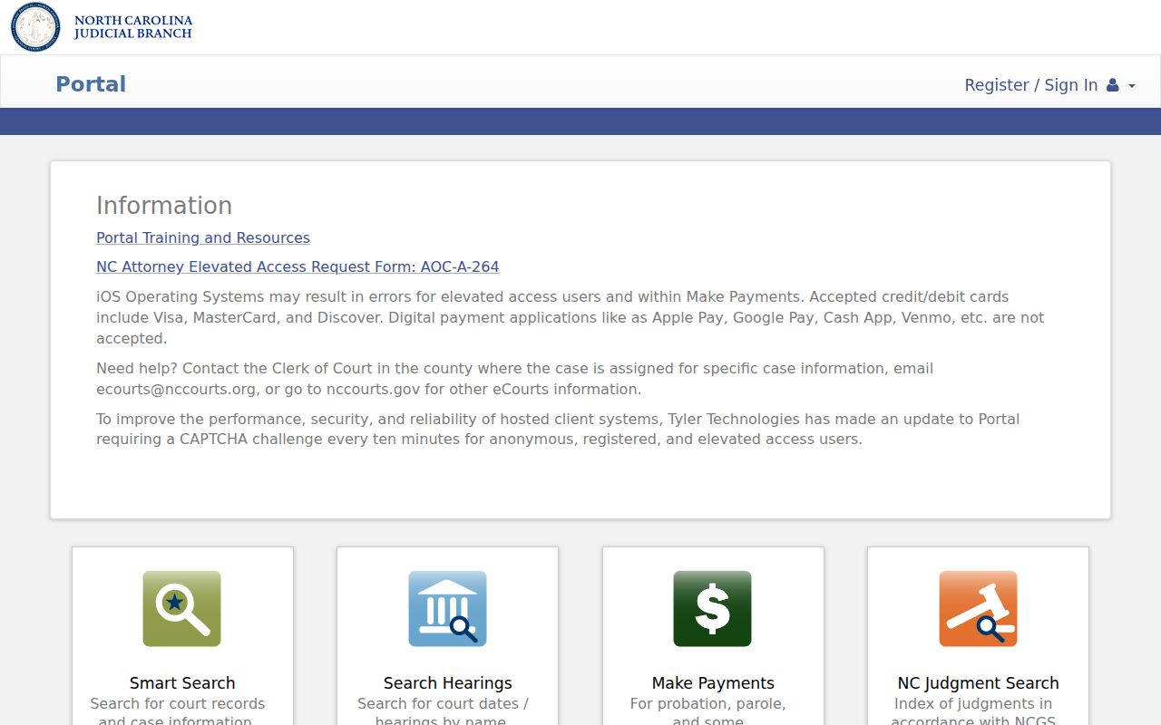 Johnston County criminal court case search in the eCourts Portal