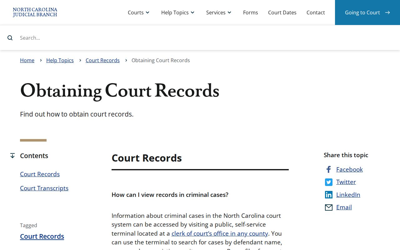Official access instructions for Johnston County criminal court case records