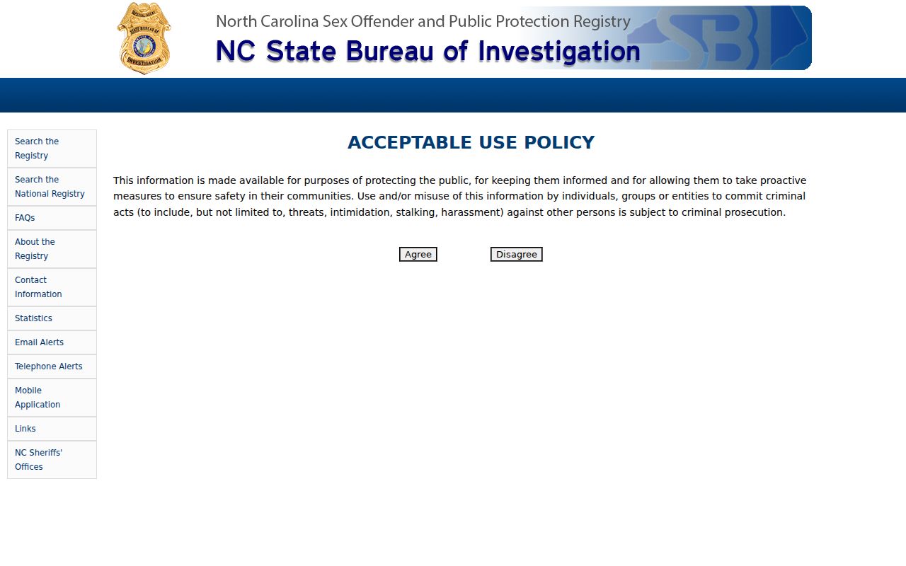 Johnston County sex offender lookup on the North Carolina registry search screen